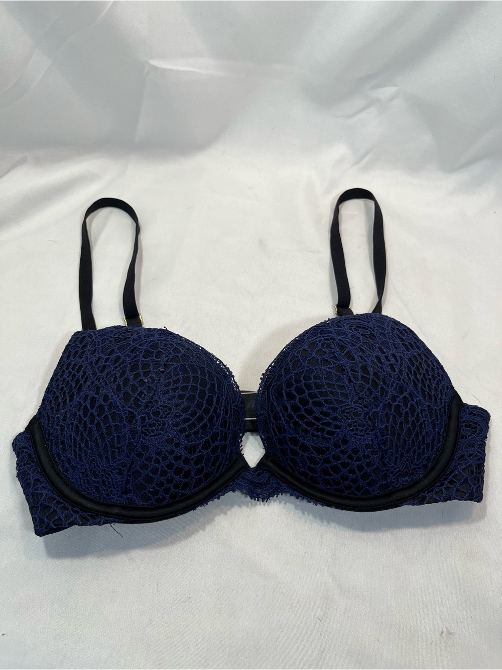 Victoria's Secret Navy Lace Over Black Push-Up Bra